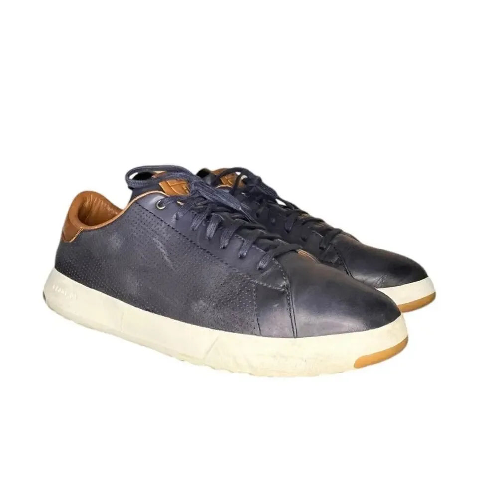 Mens Cole Haan Grandpro Leather Round Toe Sneakers Size 11.5 Blue